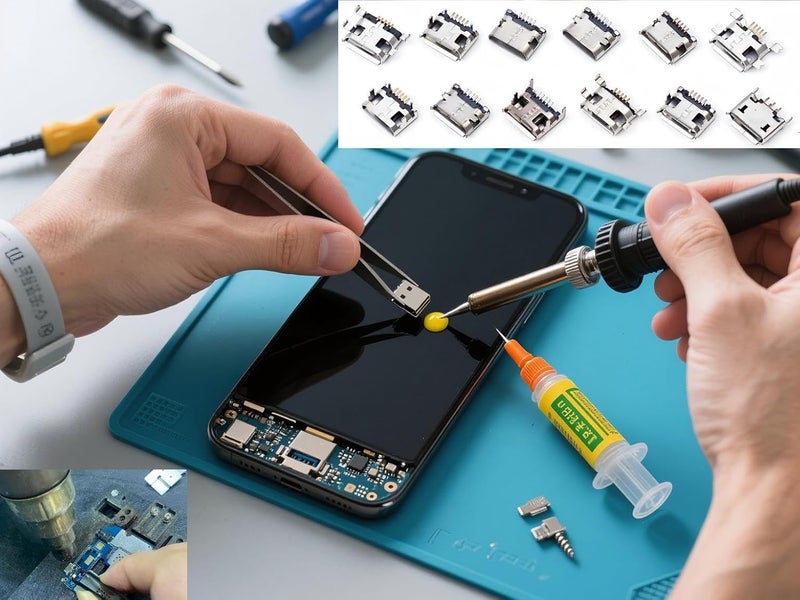 ProCircFix 60-Piece 12-Types Micro USB Female Socket Kit with Soldering Flux, 5-Pin Sockets & USB Adapters for Mobile Phone Toy Circuit Board Welding Maintenance (Solder Dip SMD SMT) - Image 5
